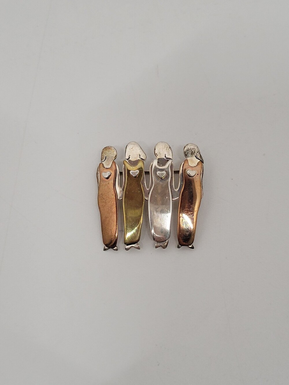 Far Fetched Bond Between Sisters Mixed Metal 3 Girls Brooch Pin